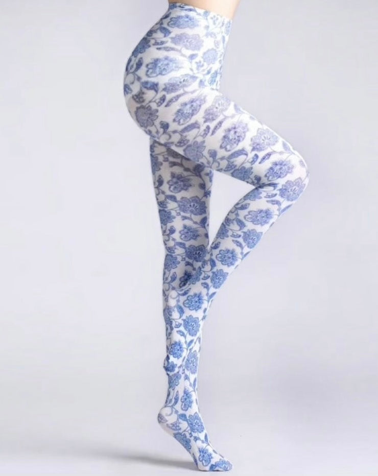Floral Blue Porcelain Yoga Leggings