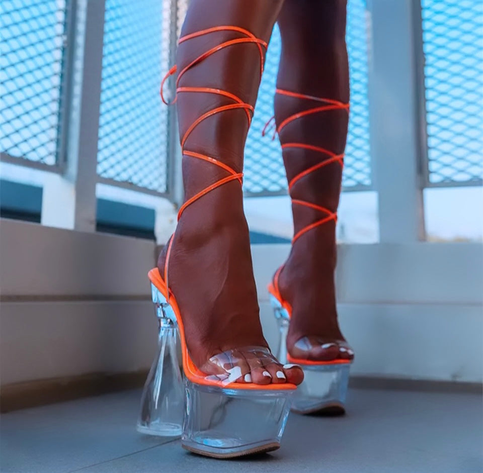 Clear and clearance orange heels